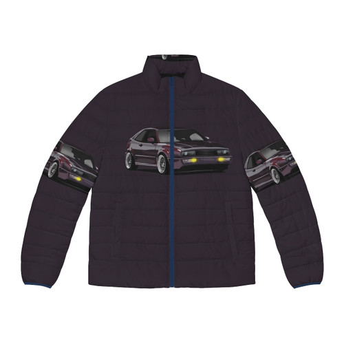 Purple cosplay puffer jacket with joker suit pattern