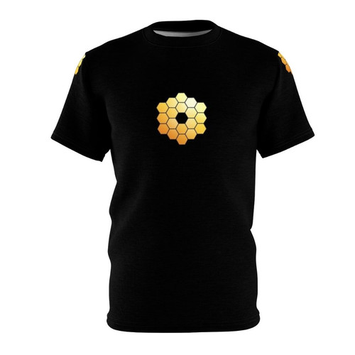 T-shirt featuring the James Webb Space Telescope orbiting Earth
