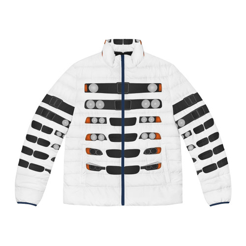 The Evolution of the 3 Puffer Jacket, featuring sleek sport car designs