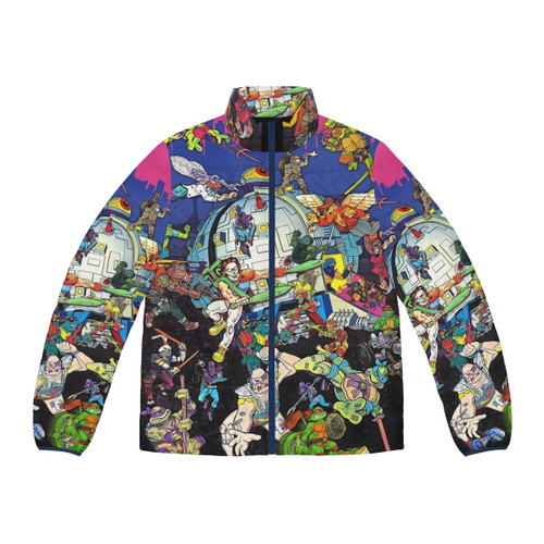 Vintage Ninja Turtles inspired puffer jacket with classic 90s cartoon art