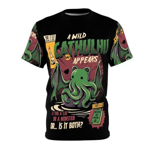 Cat t-shirt featuring a Cthulhu-inspired design with a feline twist