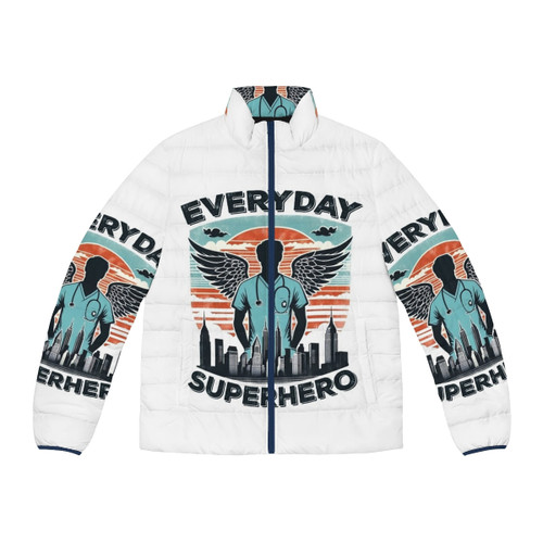 Superhero Male Nurse Puffer Jacket