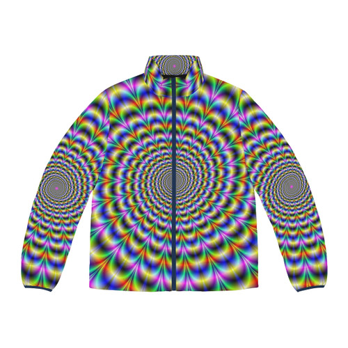 Psychobilly puffer jacket with white print design