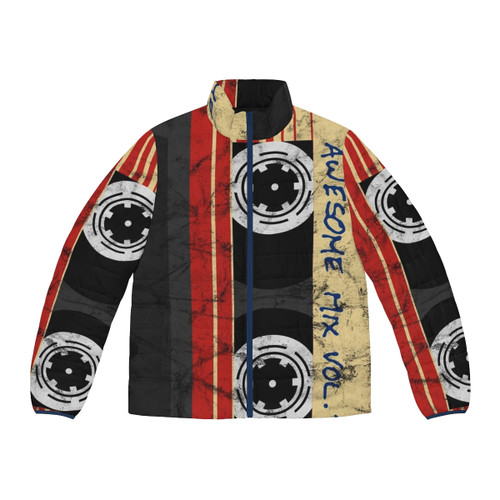 Vintage Awesome Mixtape Vol 1 Puffer Jacket featuring Marvel superheroes and retro music