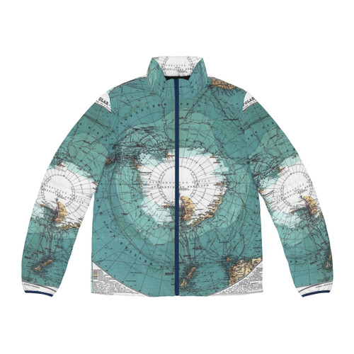 Vintage Antarctica map printed puffer jacket
