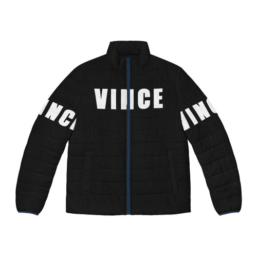 Vintage black puffer jacket with Shadow design