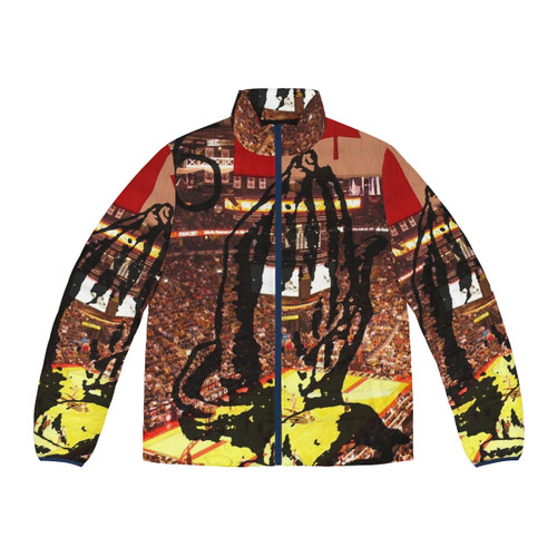 Toronto Raptors "Views from the 6" puffer jacket featuring urban city skyline