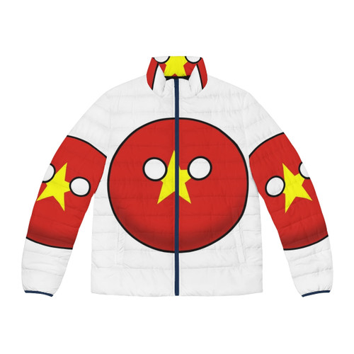 Vietnam Countryball Puffer Jacket with National Flag Design