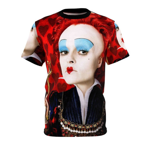 Whimsical surreal pop art t-shirt with a queen of hearts design