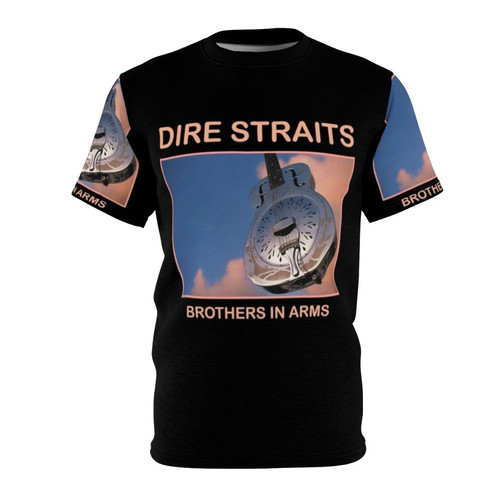 Vintage-inspired Dire Straits fan t-shirt featuring the iconic band's logo and album artwork