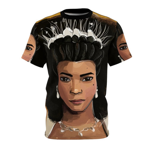 A digital illustration of Queen Charlotte from the Netflix series Bridgerton.