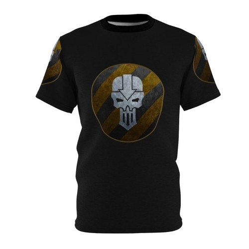 Post-apocalyptic Iron Warriors sci-fi military-themed t-shirt design
