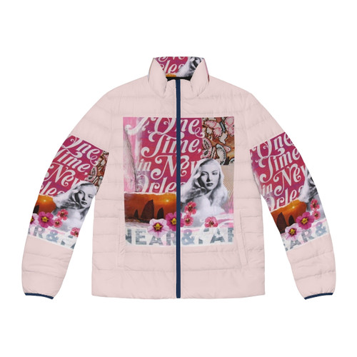 Veronica Lake collage puffer jacket featuring the 1940s Hollywood actress in a stylish, retro-inspired design