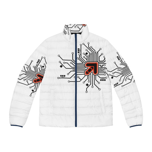 Powered By Arrows 2.0 Inverse Red Puffer Jacket - Dance Gaming Apparel with Focus Keyword