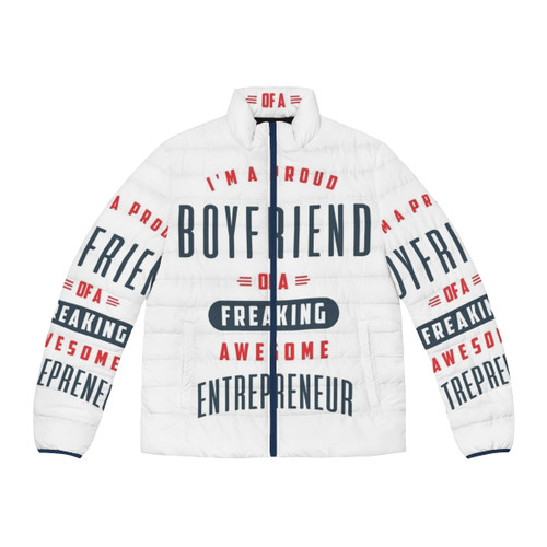 Entrepreneur puffer jacket with motivational t-shirt design