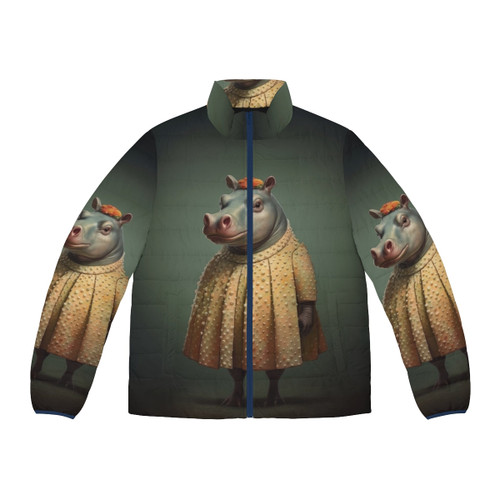 Veritably Vintage Puffer Jacket featuring a hippo design