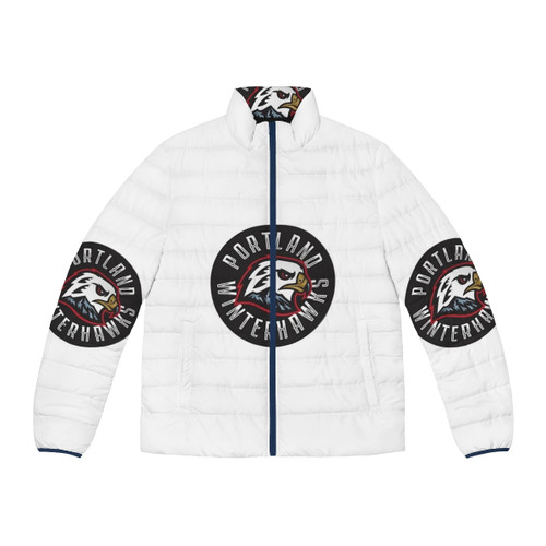 Portland Winterhawks logo on a warm puffer jacket for winter