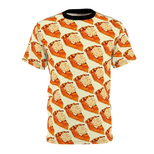 Pumpkin pie themed t-shirt with a fall-inspired pattern