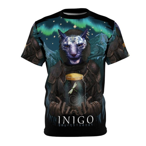 AOP T-shirt featuring the beloved characters Inigo and Mr Dragonfly from the Skyrim universe