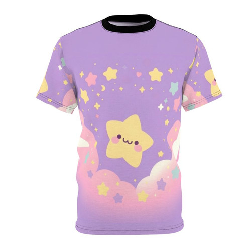 Fashionable purple sky and cute star design on a high-quality t-shirt