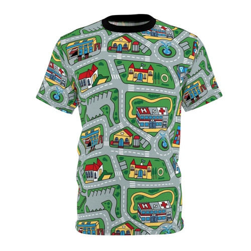 Retro 90s car carpet city road rug nostalgic toy design t-shirt
