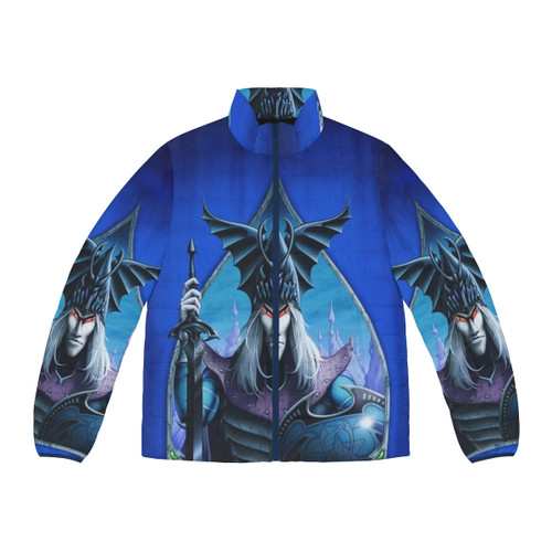 Elric At The End of Time fantasy puffer jacket with Stormbringer sword and sorcery design