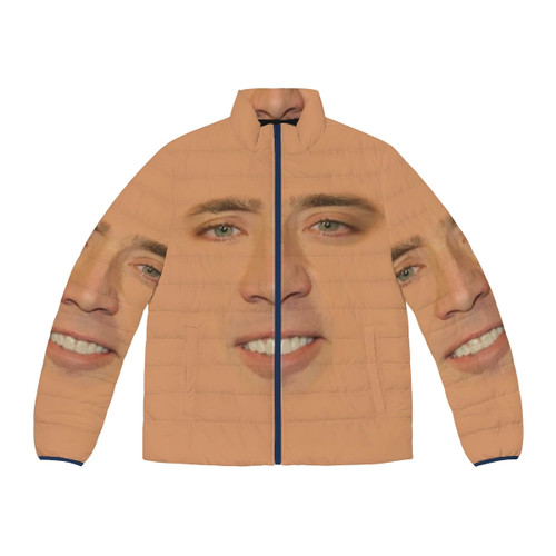 Nicolas Cage Full Face Puffer Jacket - Iconic movie-inspired outerwear featuring the legendary actor's face
