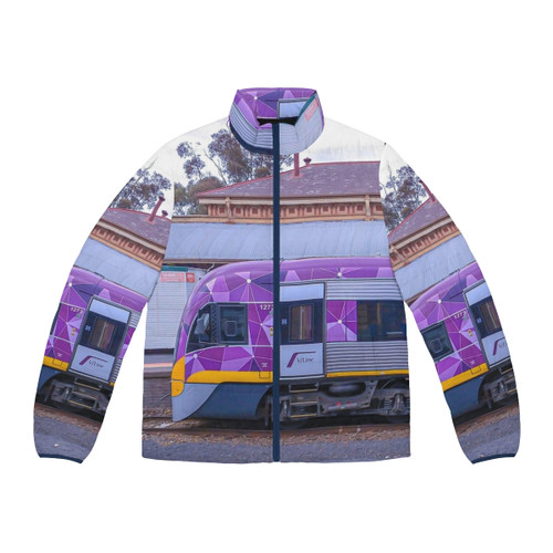 Puffer jacket on platform with Vline train in Bendigo, Victoria, Australia