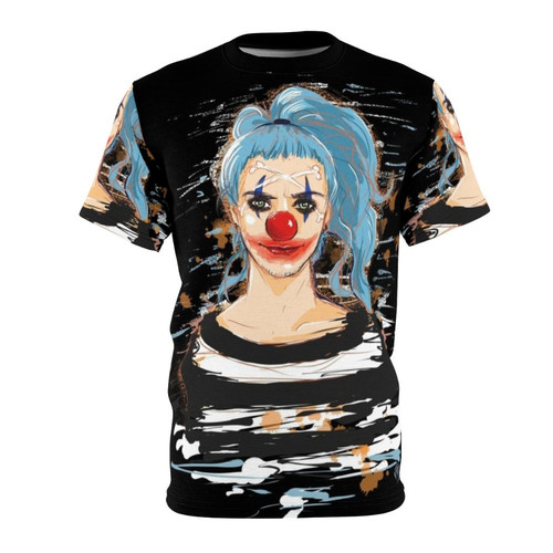 Clown pirate anime t-shirt design featuring Buggy the Clown from One Piece