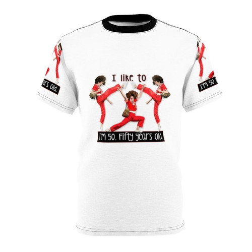 "Funny 50th birthday t-shirt with "Over the Hill" graphic"