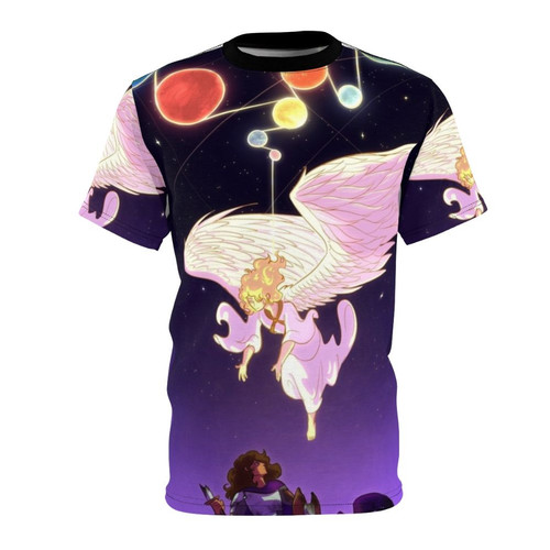 Illustration of 'God From The Machine' design on a t-shirt