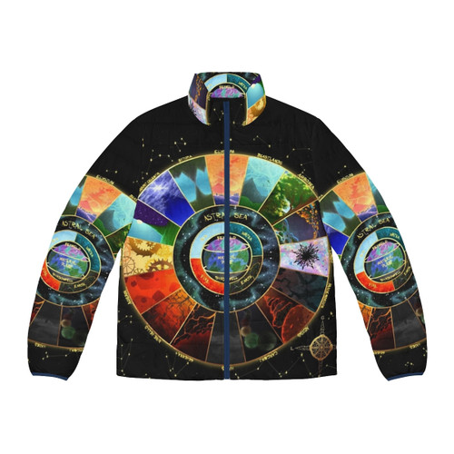 Planescape map poster puffer jacket with Dungeons & Dragons design