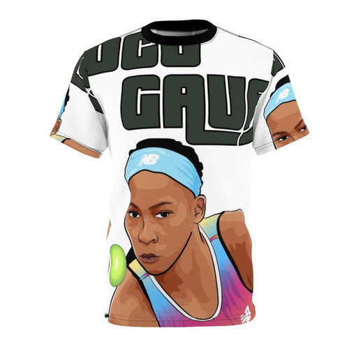 Coco Gauff inspired clip art design on a t-shirt for tennis fans