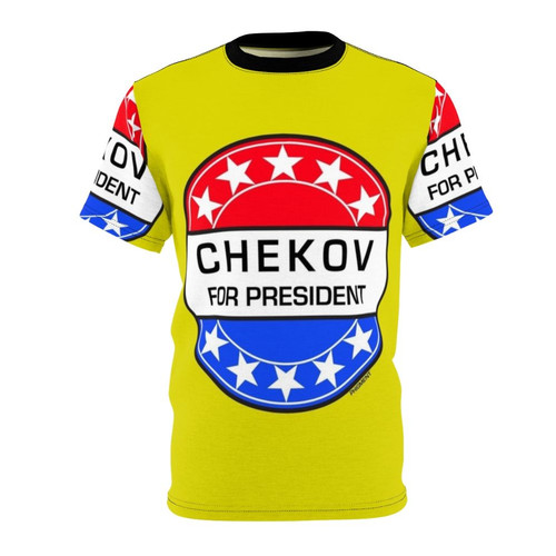 Retro sci-fi t-shirt with Chekov and presidential election parody design