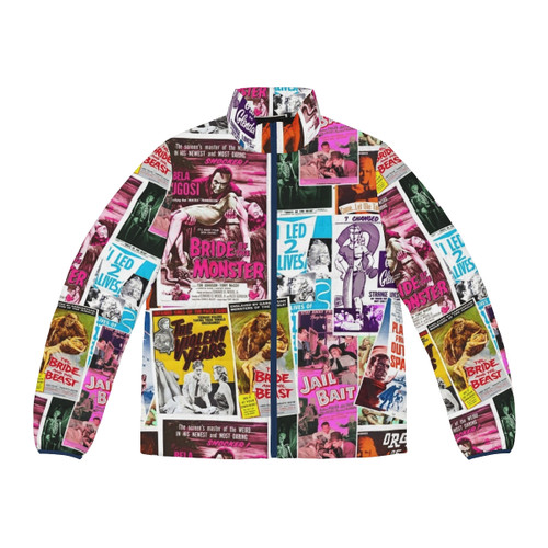 Ed Wood inspired puffer jacket featuring iconic movie posters