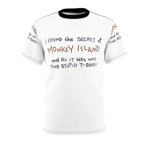 Retro gaming t-shirt featuring Monkey Island fan art with Guybrush Threepwood and LeChuck