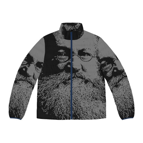 Peter Kropotkin inspired puffer jacket featuring revolutionary design