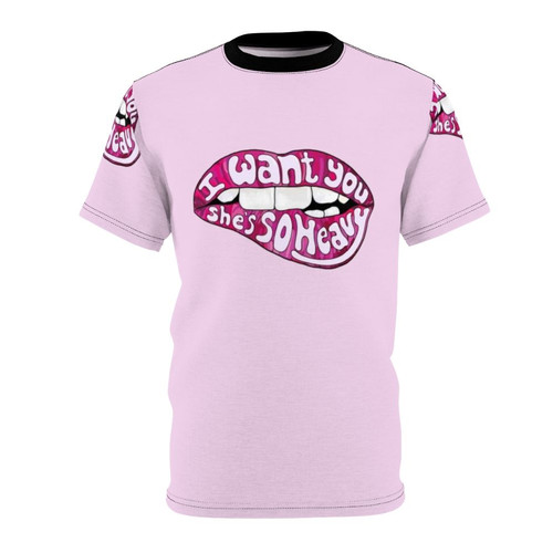 Psychedelic Beatles typography t-shirt with classic Abbey Road graphic design