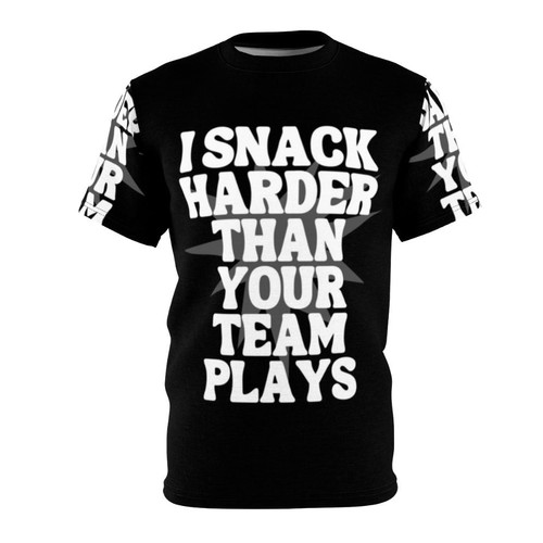 Funny sports t-shirt with the quote "I Snack Harder Than Your Team"