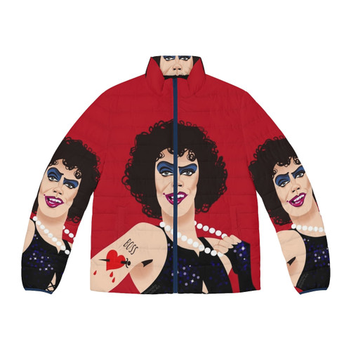 Puffer jacket featuring the Antici Pation design by Alejandro Mogollo