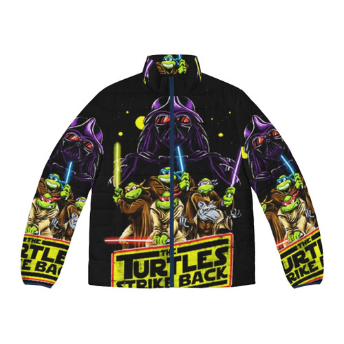 Turtles Strike Back Puffer Jacket featuring Mikey and Raphael from the Ninja Turtles cartoon