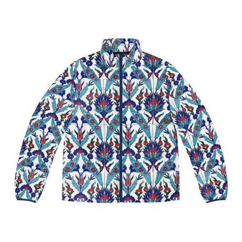 Turkish Iznik Floral Pattern Ethnic Puffer Jacket