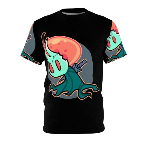 Hollow Knight inspired fanart graphic t-shirt featuring the iconic knight character and dark, moody art style.