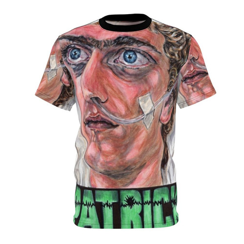 T-shirt featuring the iconic artwork and imagery from the Australian horror film Patrick