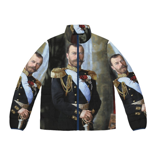 Tsar Nicholas II of Russia wearing a warm puffer jacket, historic portrait