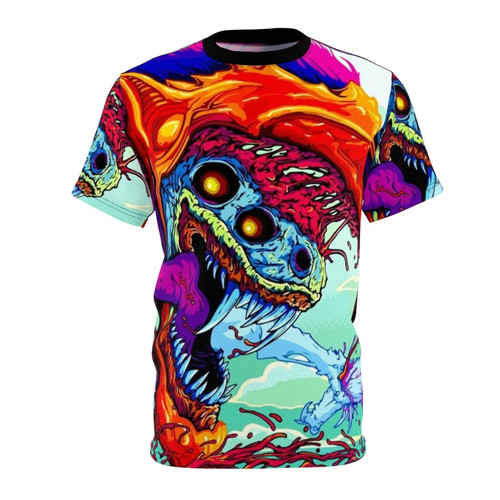 Hyper-inspired printed t-shirt featuring a unique design for video game enthusiasts