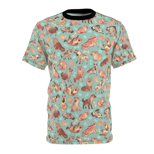 Hyena print all-over-print t-shirt with a fun, nature-inspired animal pattern design