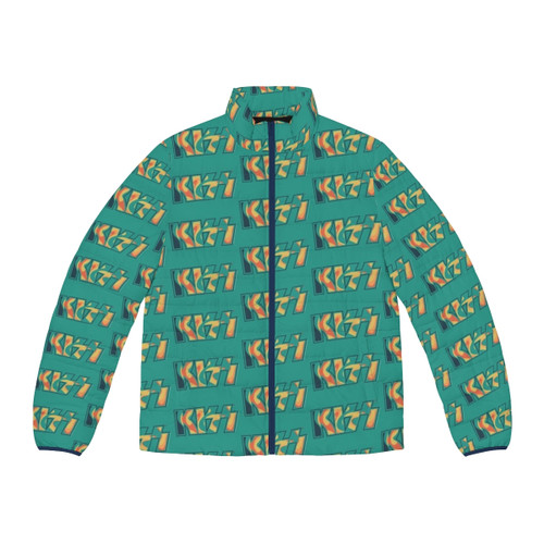 Kiss The Band Tropical Tie Dye Puffer Jacket with Logo