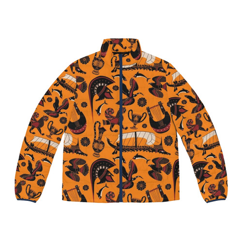 Ancient Greek black figure pottery pattern puffer jacket