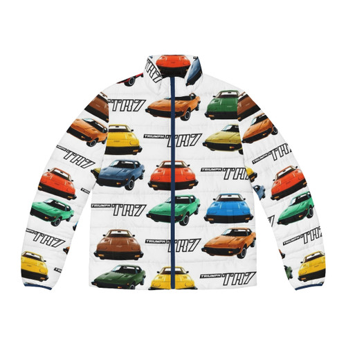 Triumph TR7 puffer jacket with classic car pattern